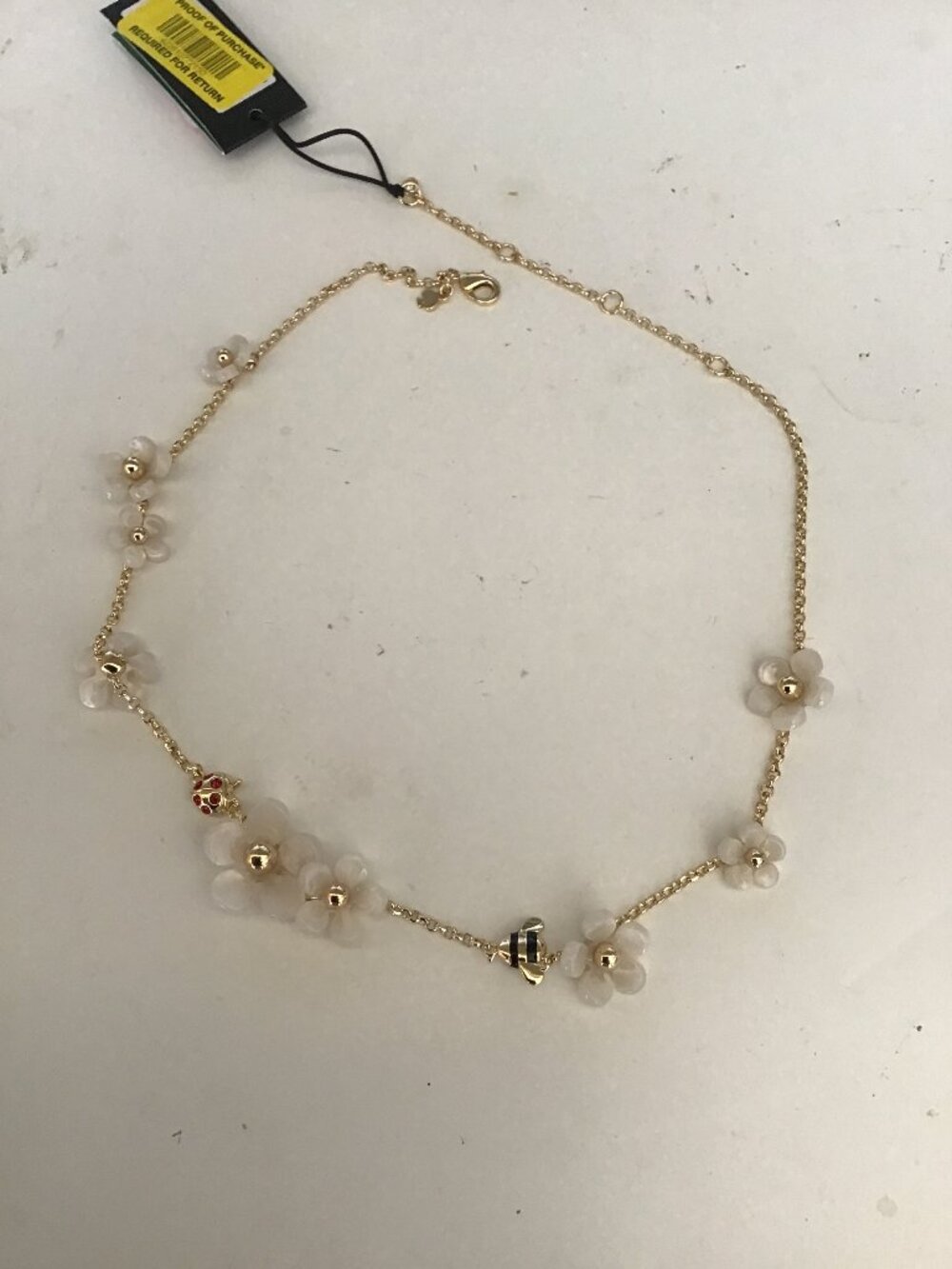 Kate Spade New White Flower, Lady Bug, and Bumble Bee Necklace